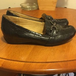 Black Patent Loafer w/Silver on Top